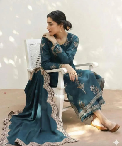MAHRANI - 03PCS UNSTITCHED Dhank Suit - zab1539