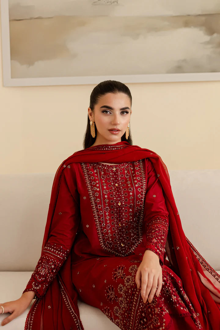 zab826 Batik, unstitched 3 piece embroidered winter suit.