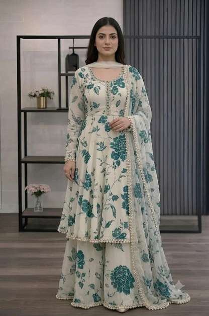 ZAB - 3 piece Lawn frock style Printed suit - zab1472