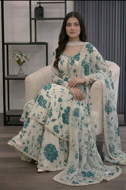 ZAB - 3 piece Lawn frock style Printed suit - zab1472
