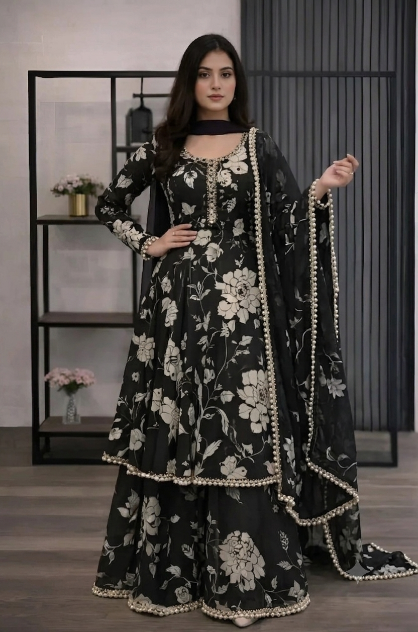 ZAB - 3 piece Lawn frock style Printed suit - zab1473