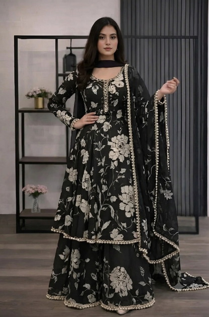 ZAB - 3 piece Lawn frock style Printed suit - zab1473