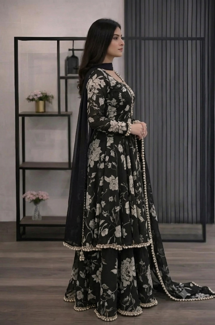ZAB - 3 piece Lawn frock style Printed suit - zab1473