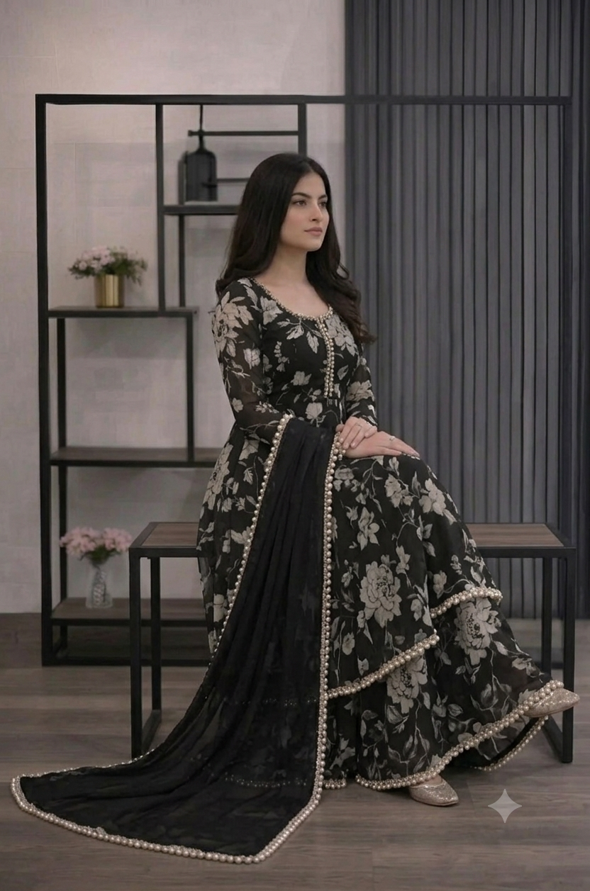 ZAB - 3 piece Lawn frock style Printed suit - zab1473