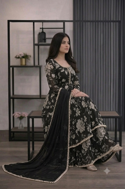 ZAB - 3 piece Lawn frock style Printed suit - zab1473
