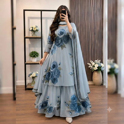ZAB - 3 piece Lawn frock style Printed suit - zab1478