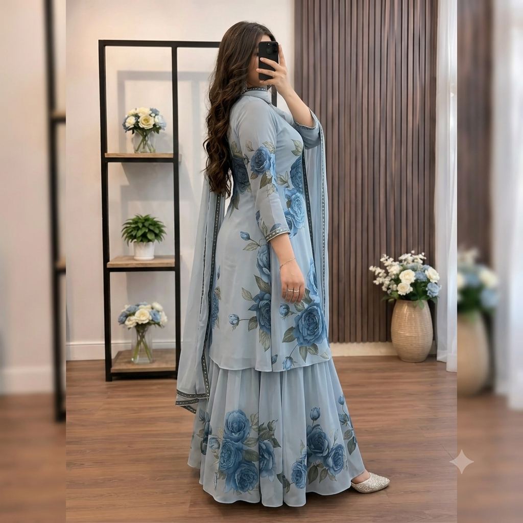 ZAB - 3 piece Lawn frock style Printed suit - zab1478