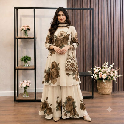 ZAB - 3 piece Lawn frock style Printed suit - zab1479