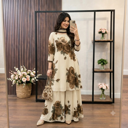 ZAB - 3 piece Lawn frock style Printed suit - zab1479