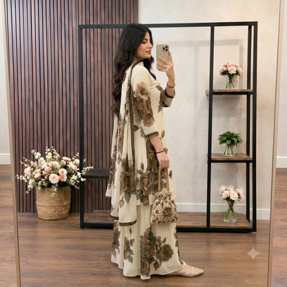 ZAB - 3 piece Lawn frock style Printed suit - zab1479