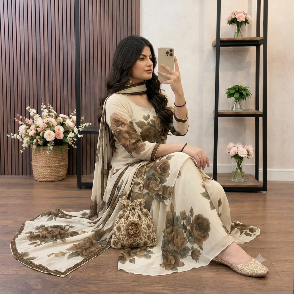 ZAB - 3 piece Lawn frock style Printed suit - zab1479