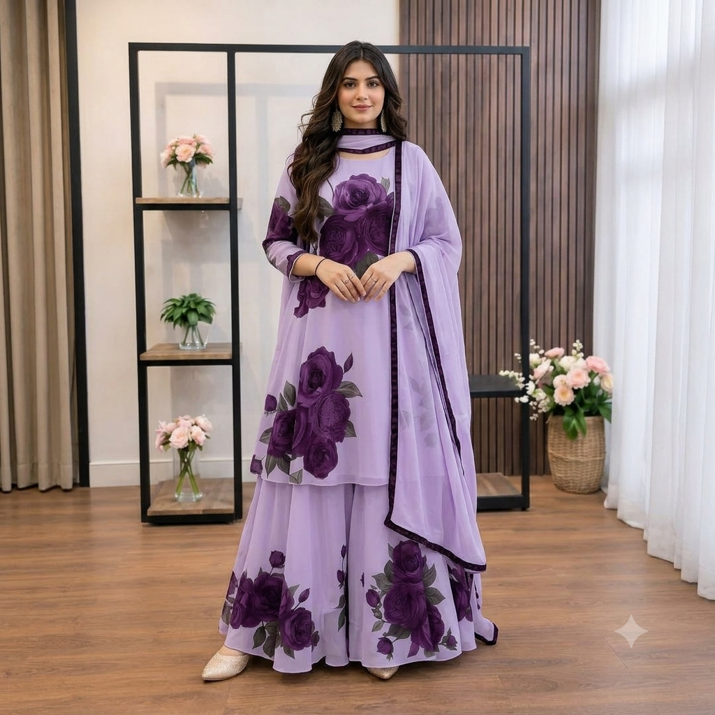 ZAB - 3 piece Lawn frock style Printed suit - zab1480