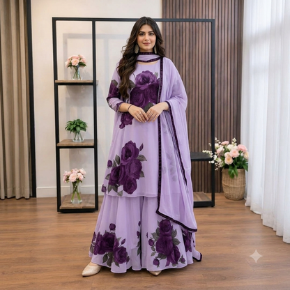 ZAB - 3 piece Lawn frock style Printed suit - zab1480