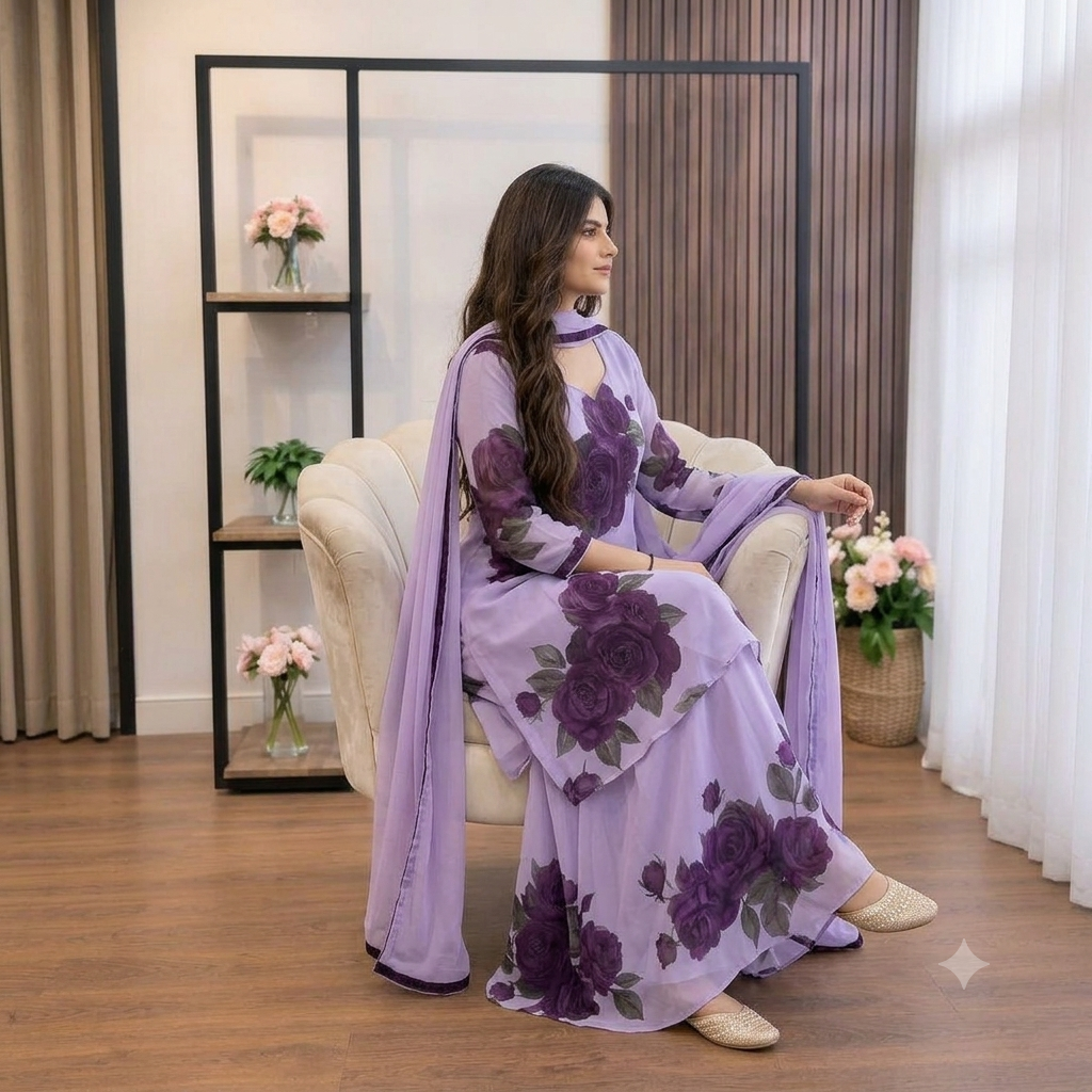 ZAB - 3 piece Lawn frock style Printed suit - zab1480