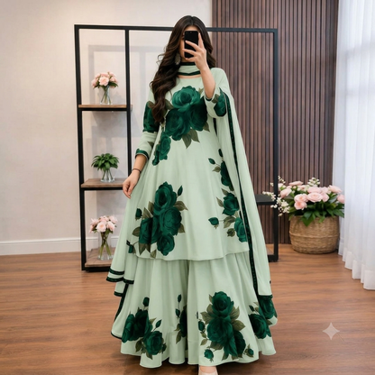 ZAB - 3 piece Lawn frock style Printed suit - zab1481