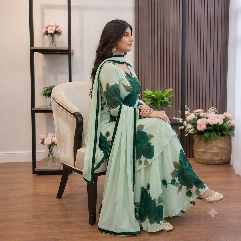 ZAB - 3 piece Lawn frock style Printed suit - zab1481