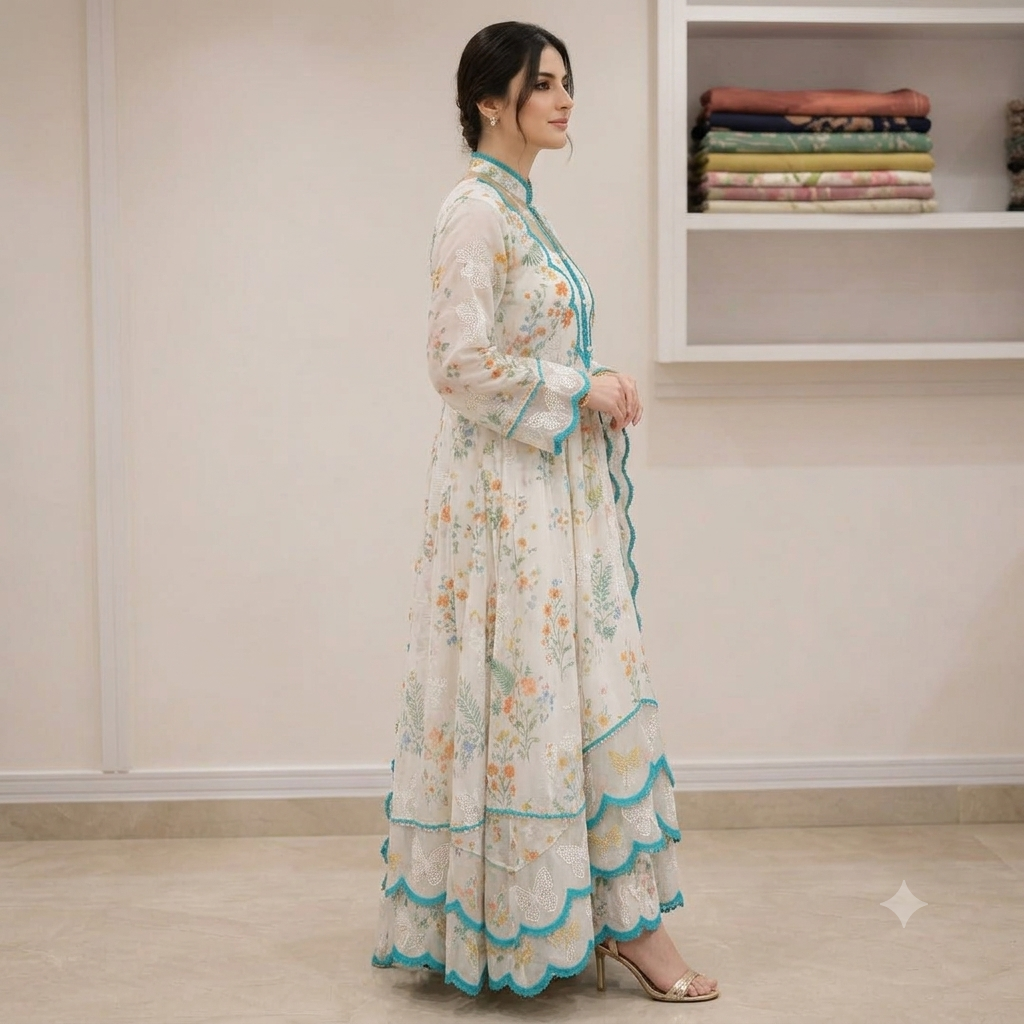 ZAB - 3 piece Lawn frock style Printed suit - zab1488