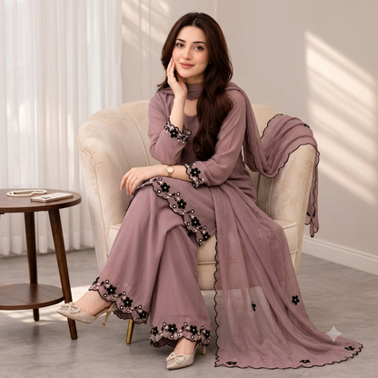ZAB - Summer-3PC Lawn Embroidered Suit - zab1489