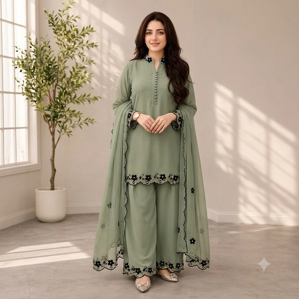 ZAB - Summer-3PC Lawn Embroidered Suit - zab1490
