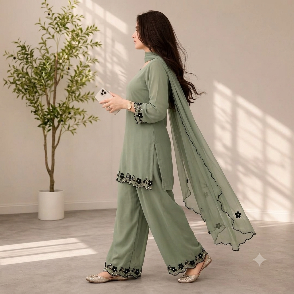 ZAB - Summer-3PC Lawn Embroidered Suit - zab1490