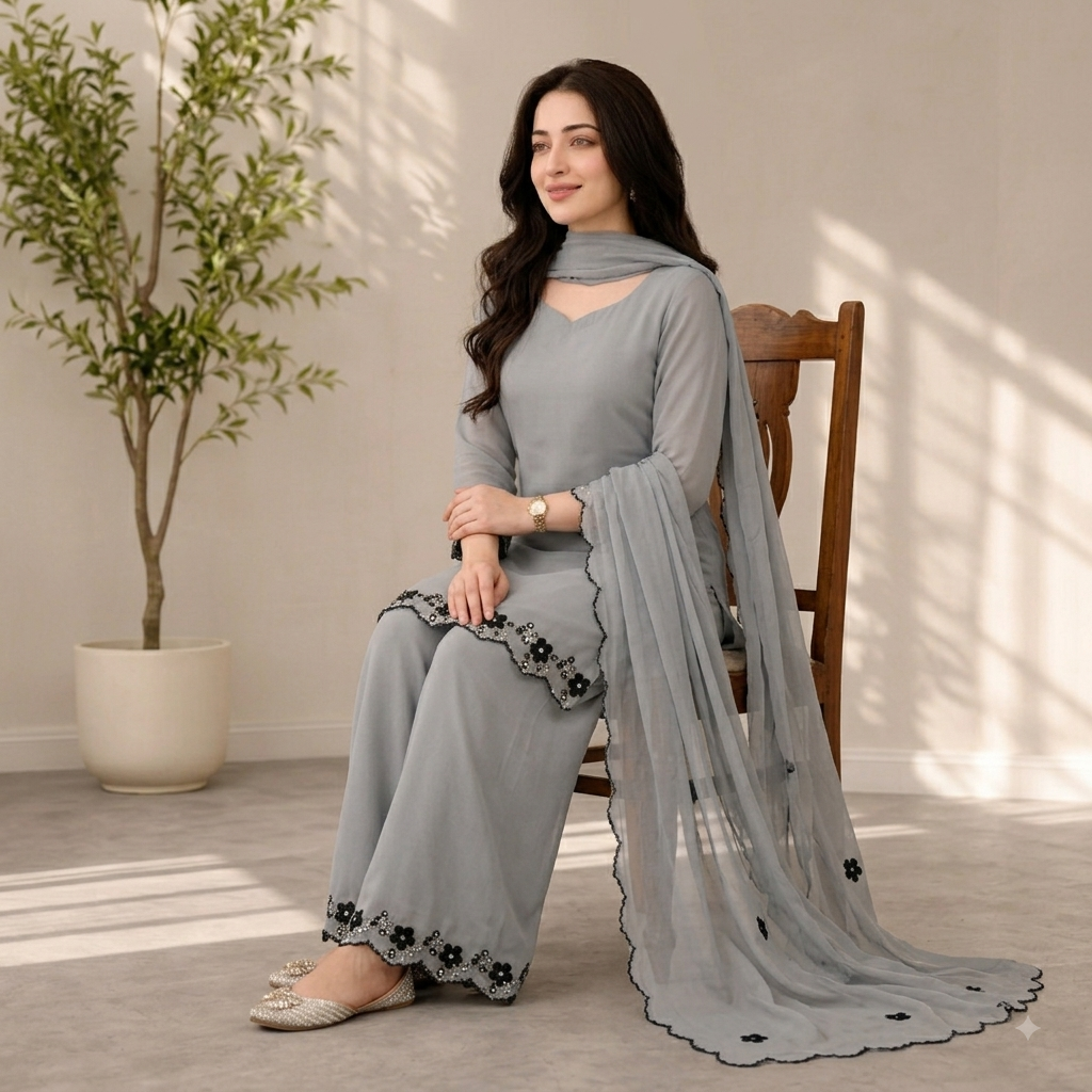 ZAB - Summer-3PC Lawn Embroidered Suit - zab1496