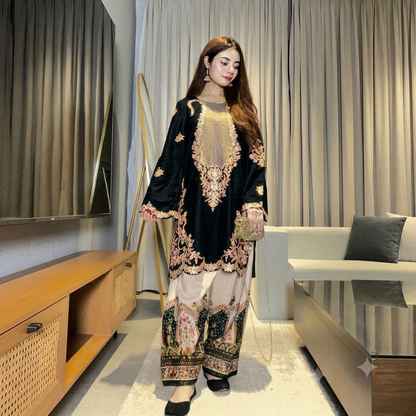 Ethnic - 2-Pc Embroidered Silk Suit - zab1542