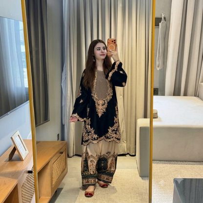 Ethnic - 2-Pc Embroidered Silk Suit - zab1542