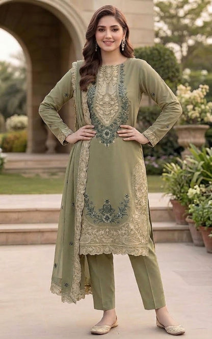 Maria B - Winter Dhanak 3-Piece Suits - zab1545