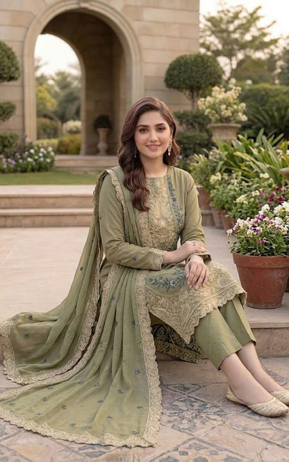 Maria B - Winter Dhanak 3-Piece Suits - zab1545