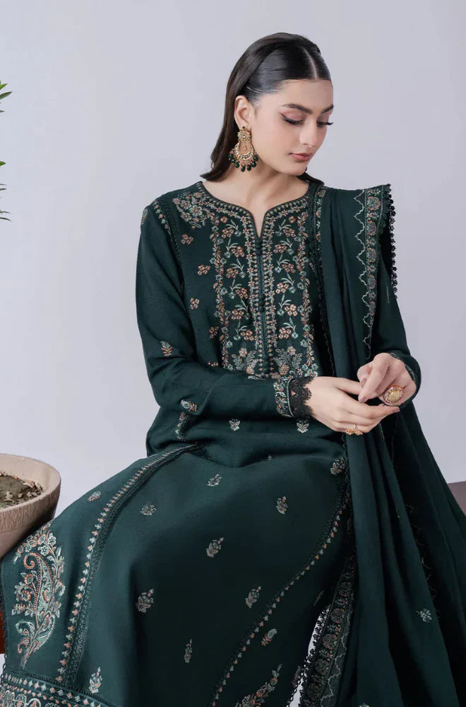 Asim Jofa - Winter 3PC Dhanak Embroidered Suit - zab1157