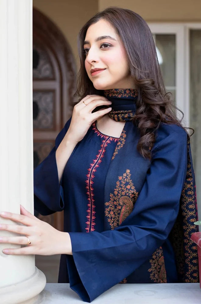 Asling - Winter 3PC Dhanak Embroidered Suit - zab1109