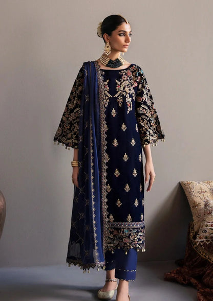 3-Piece Unstitched Heavy Embroidered Velvet Suit - zab981