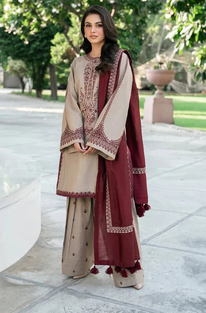 Baroque - 3PC Lawn Embroidered Suit - zab912