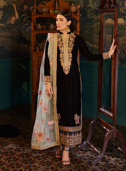 Zainab Chotani - Embroidered Velvet Dress - zab944