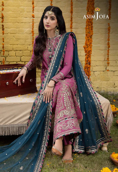zab721 Asim Jofa, unstitched 3 piece embroidered Lawn summer suit
