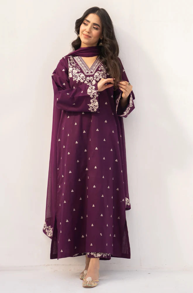 Dyot - 3PC Lawn Embroidered Suit - zab1192