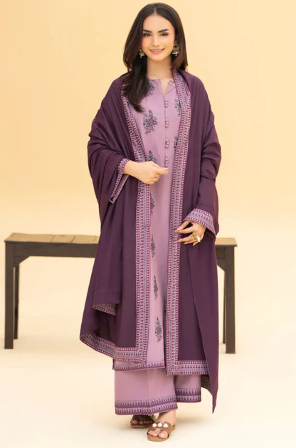 Izel - Winter 3PC Dhanak Embroidered Suit - zab1242