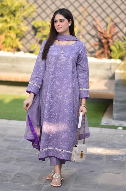 Breeze- 3PC Lawn Embroidered Suit - zab928
