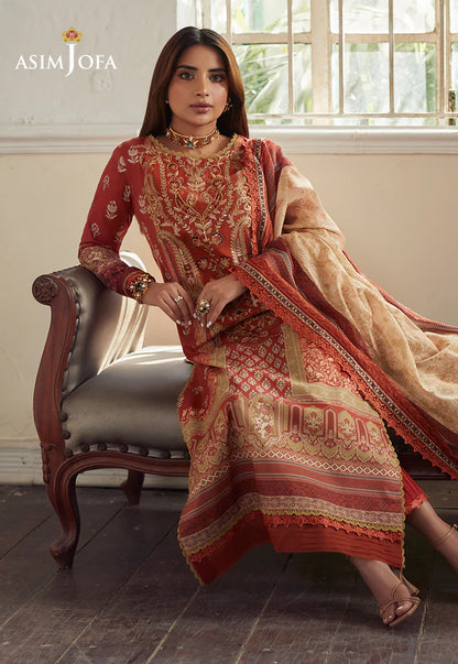 Asim Jofa - Summer 3PC Lawn Digital Print Dress - zab1322