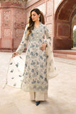 zab723 Bareeze -Embroidered 3pc Lawn dress with embroidered chiffon dupatta