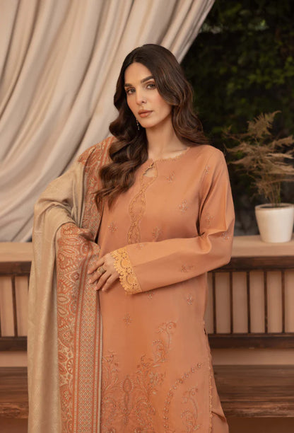 Bin ilyas - Winter 3PC Dhanak Embroidered Suit - zab1275