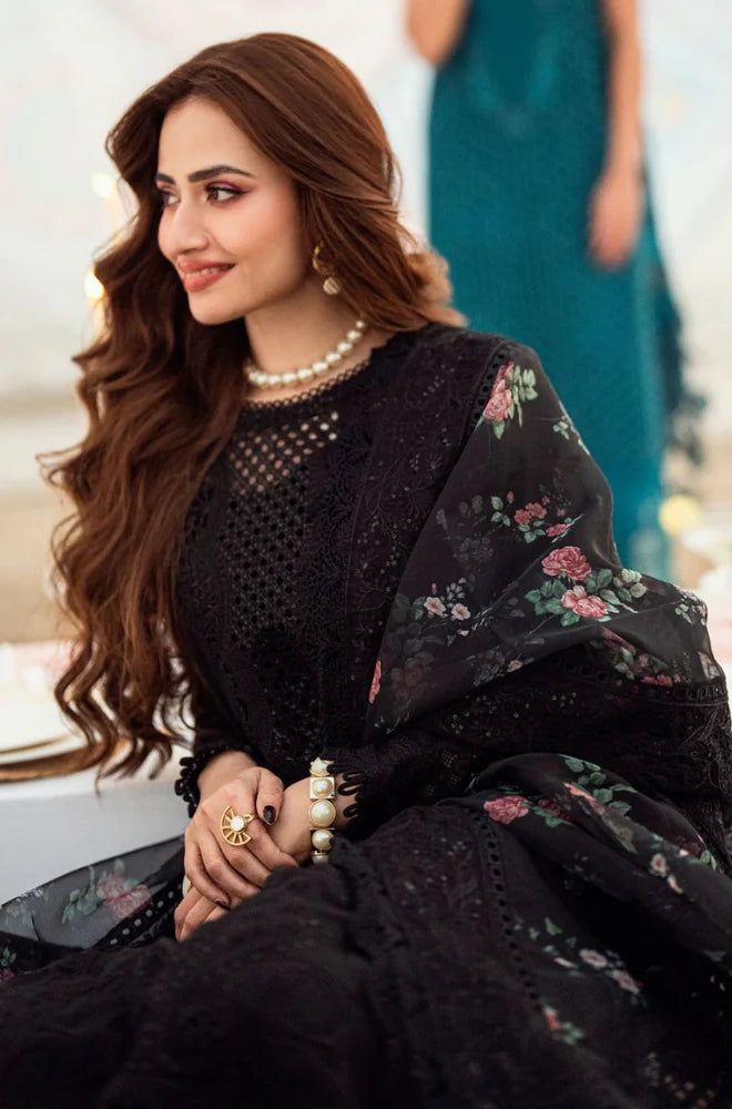 Nureh - 3PC Dhanak ChickenKari Embroidered with Sequence work Suit - zab931