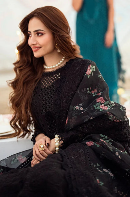Nureh - 3PC Dhanak ChickenKari Embroidered with Sequence work Suit - zab931