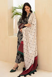 zab687/2 Nisa Gray Unstitched 3 Piece Karandi Printed Dress