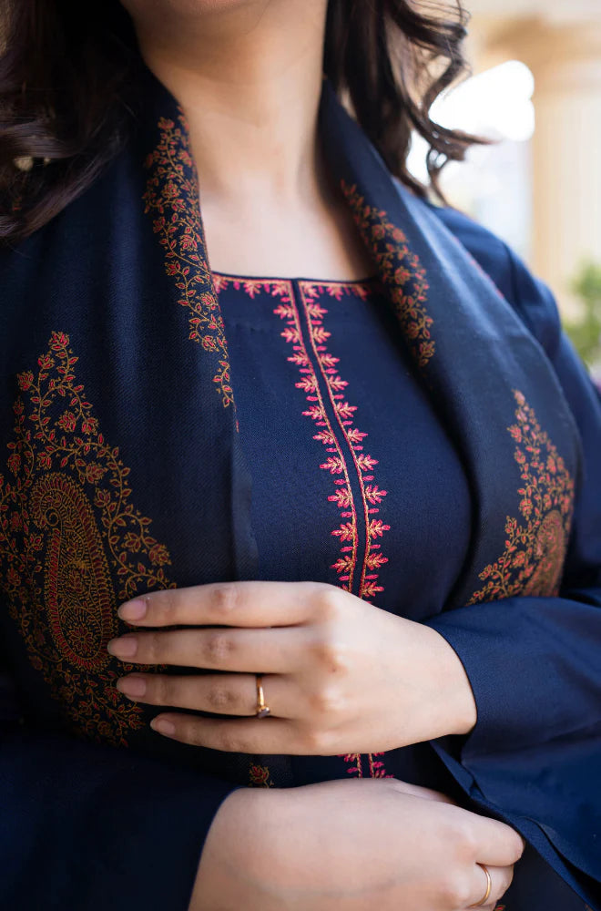 Asling - Winter 3PC Dhanak Embroidered Suit - zab1109