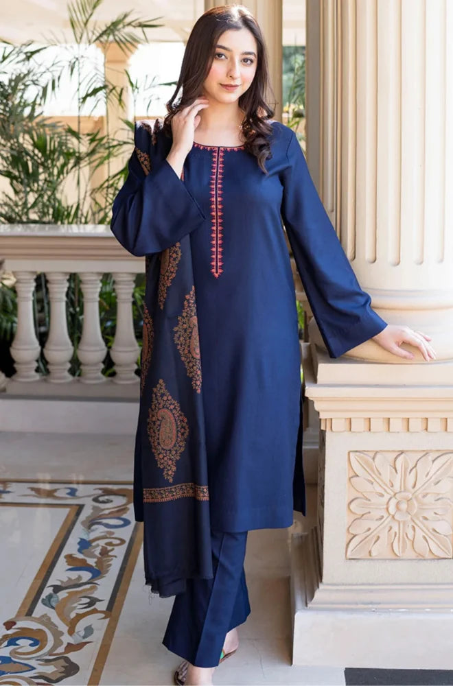 Asling - Winter 3PC Dhanak Embroidered Suit - zab1109