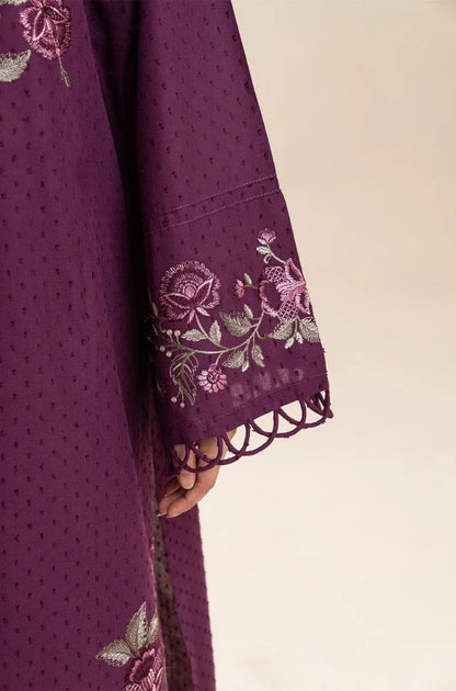 Beechtree - 3PC Dhanak Embroidered Shirt With Chiffon Printed Dupatta and Trouser - zab1514