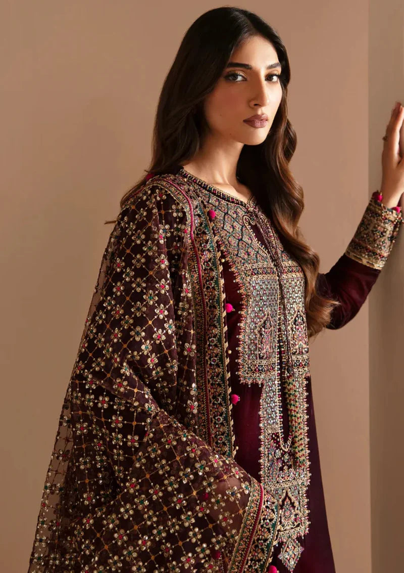 Jazmin - Embroidered Velvet 3-Piece Dress - zab946