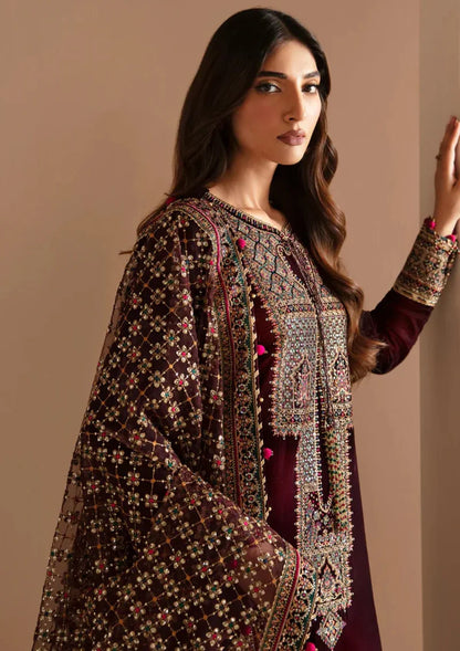 Jazmin - Embroidered Velvet 3-Piece Dress - zab946