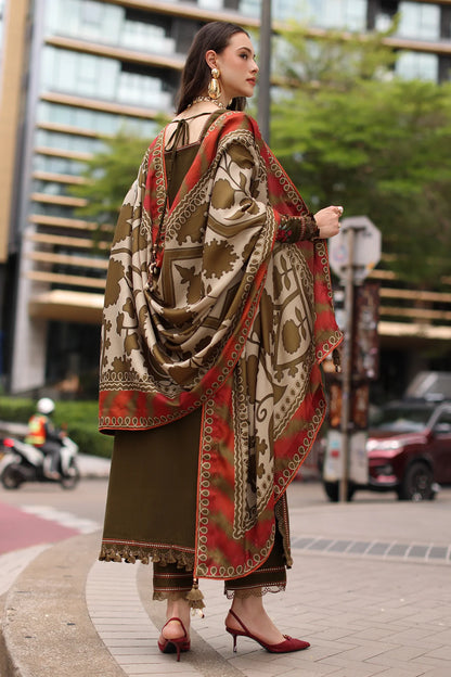 Charizma - Winter 3PC Karandi Digital Printed Dress - zab1550